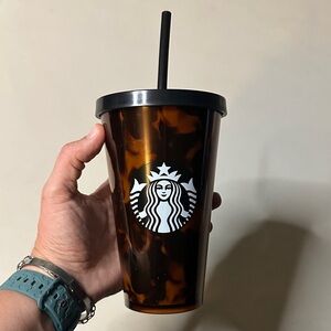 Starbucks Brown Tortoise Tumbler with Black Straw